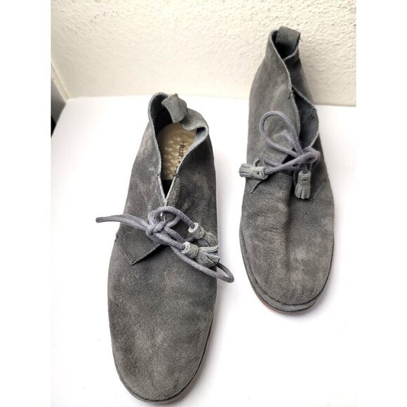 Hush Puppies Gray Suede Chukka Lace Up Ankles Boots Women's Size 8.5 Stitched So - Picture 1 of 11